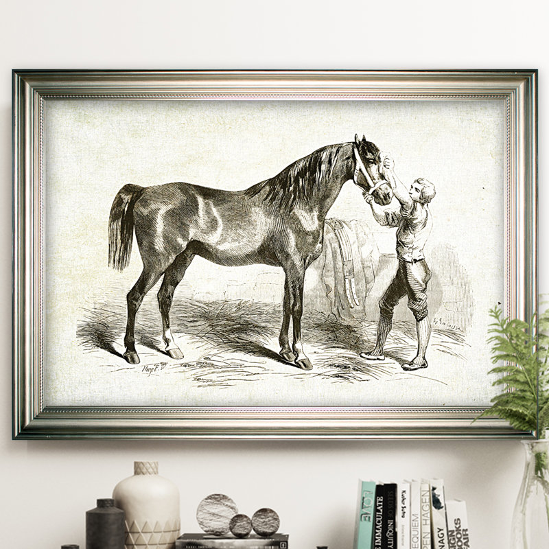 « équin sketch v », impression, H 27 po x l 39 po x P 2 po, Cadre noir, Pas de tapis
