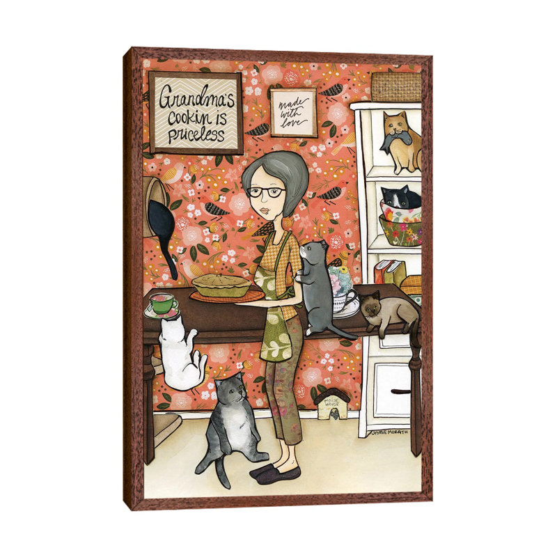 Grandma'S Cooking by Jamie Morath - Print on Canvas, 101.6cm H x 66.04cm W x 3.81cm D, Classic Brown Wood Floater Framed