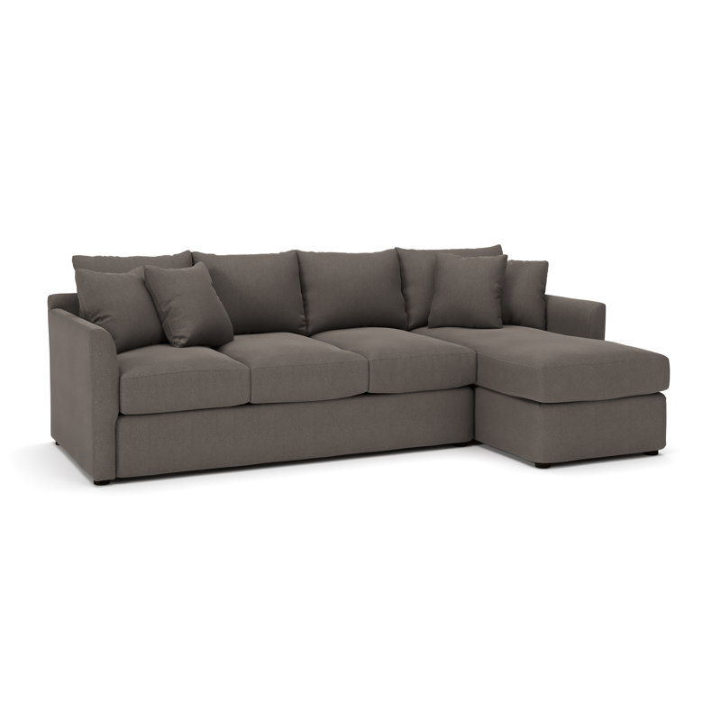 Cecelia Upholstered Sectional, Right Hand Facing, Drusky Charcoal Sustain® Basketweave