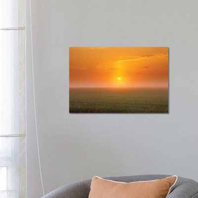 Canada, Manitoba Sunrise on Wheat Field in Fog 1 Piece Wrapped Canvas Wall Art