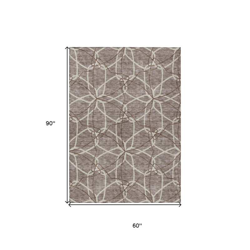 Tapis intérieur / extérieur lavable taupe et ivoire 5 pi x 8 pi