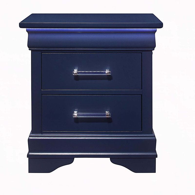 Table de chevet blanche avec DEL Charlston, Bleu
