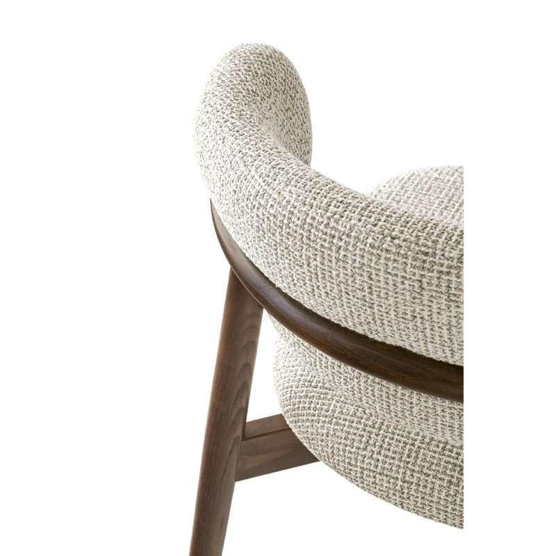Oleandro Upholstered Chair with Metal Base, Smoke, Bouclé Hemp