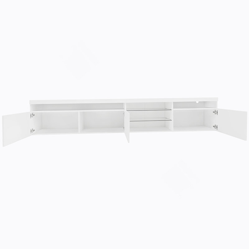 Meuble télé Mid-Century moderne avec deux armoires, idéal pour les téléviseurs de 65 pouces et plus et rehaussant le rangement et le style de la maison