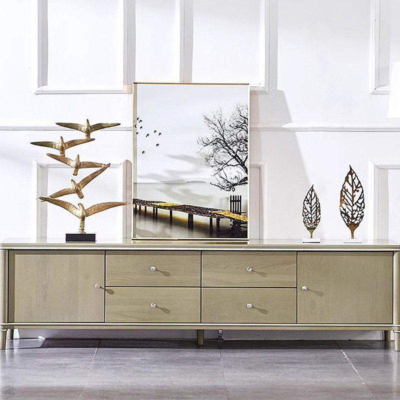 Meuble télé américain avec rangement simple, Gris clair
