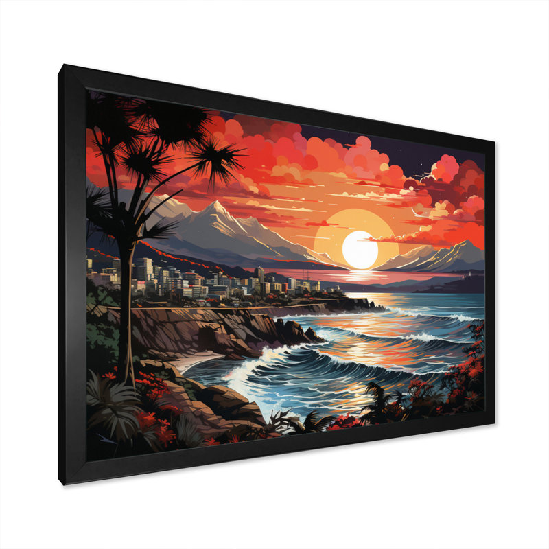 City Maui Popart IV sur toile, Cadre simple noir, H 24 po x l 32 po x P 1 po
