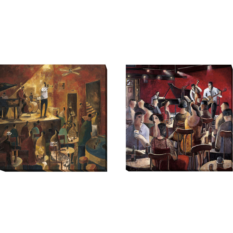 « red jazz & fumée bleue », ensemble de 2 reproductions sur toiles tendues