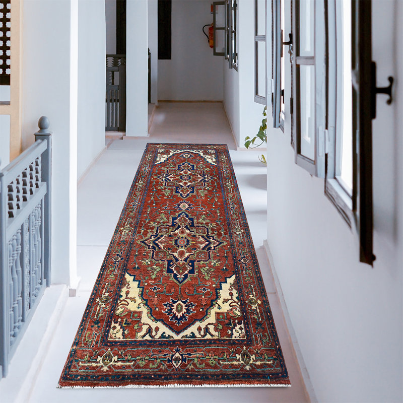 Hand-Knotted High-Quality Red and Red Area Rug, Rectangle 9' x 12'