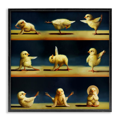 Yoga Chicks Stretching Farm Animals Funny Exercise Painting