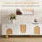 78 Inch Modern Cream White TV Stand with Spherical Wood Legs, Boho Media Console Credenza with Storage Cabinets, Wood Accent Decorative Doors, Entertainment Center for Living Room-2001685583-2001685582