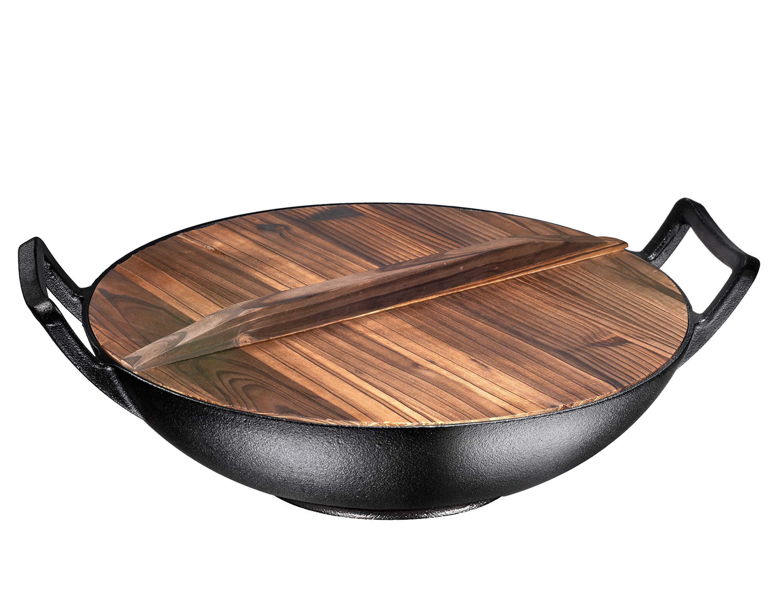 Bruntmor 14 Inch Wooden Wok Lid, Round Natural Lid For 14 Pot, Pan,  Skillet Cover. Lightweight Wood Pan Cover/Pot Lid. Kitchen Accessories  Covers Frying Skillets. Tools Of Camping Lodge Pots