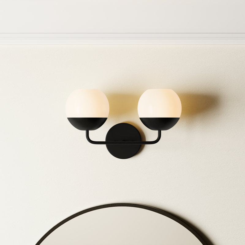 Avoca 2 Light Frosted Dimmable Vanity Light, Midnight Black