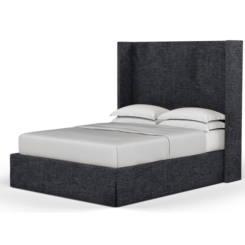 Kaiser Upholstered Wingback Bed, Twin, Crushed Velvet Graphite