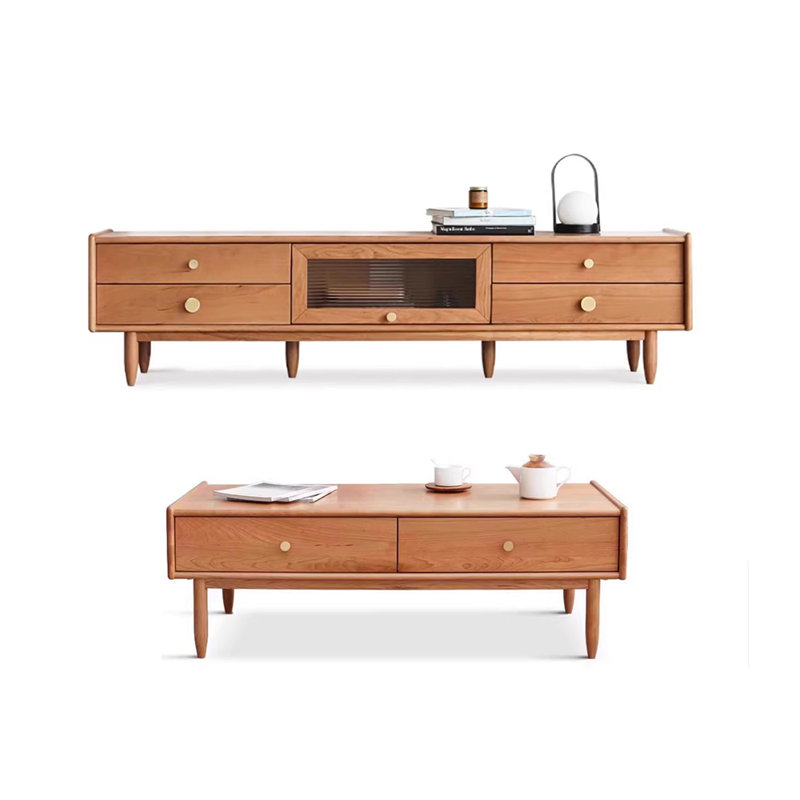 Solid wood TV stand and coffee table combination
