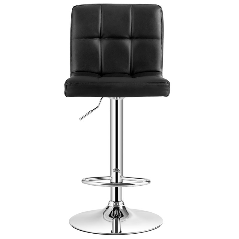 Swivel Upholstered Adjustable Height Counter Stool with Metal Frame, White, 4