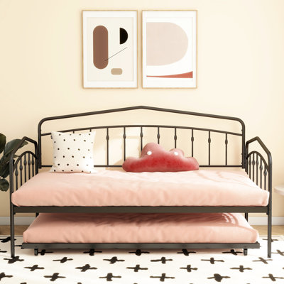 Lit de jour simple avec couchette, métal noir, chambre à coucher exceptionnelle