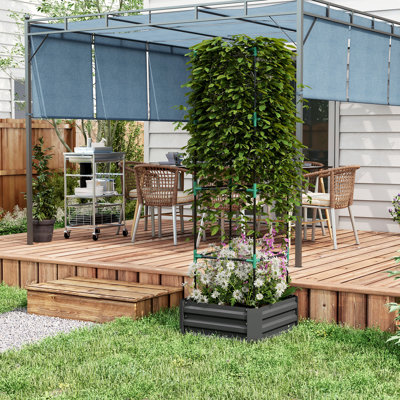 Lit de jardin surélevé en métal avec treillis Shanav