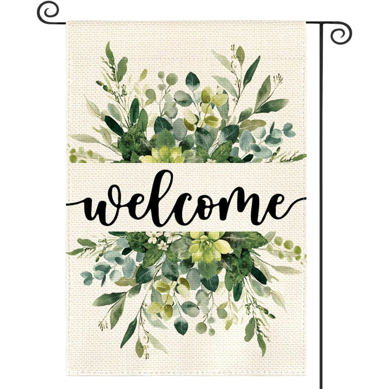 Drapeau de printemps printanier à motif floral Welcome Garden
