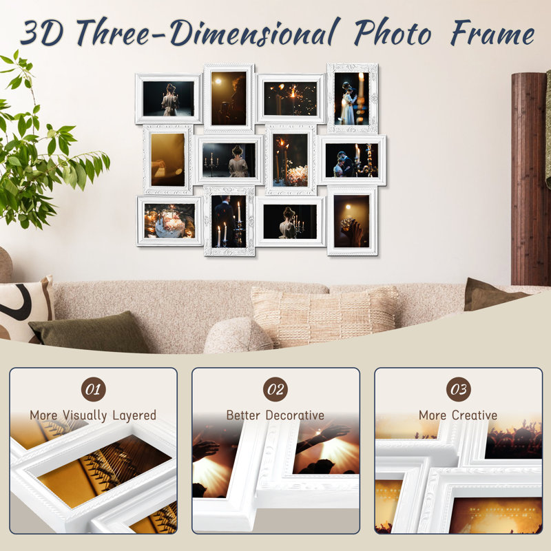 Ensemble de 12 cadres photo Heilman, White