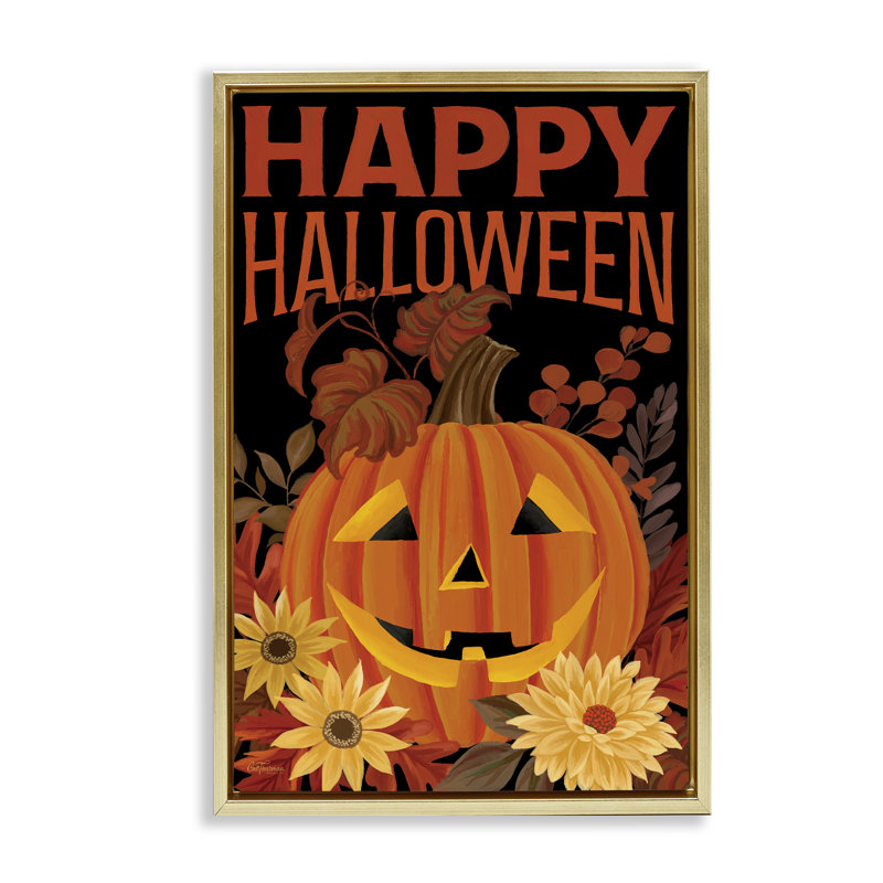 Cadre flottant Happy Halloween, H 25 po x l 17 po, Cadre flottant métallique doré