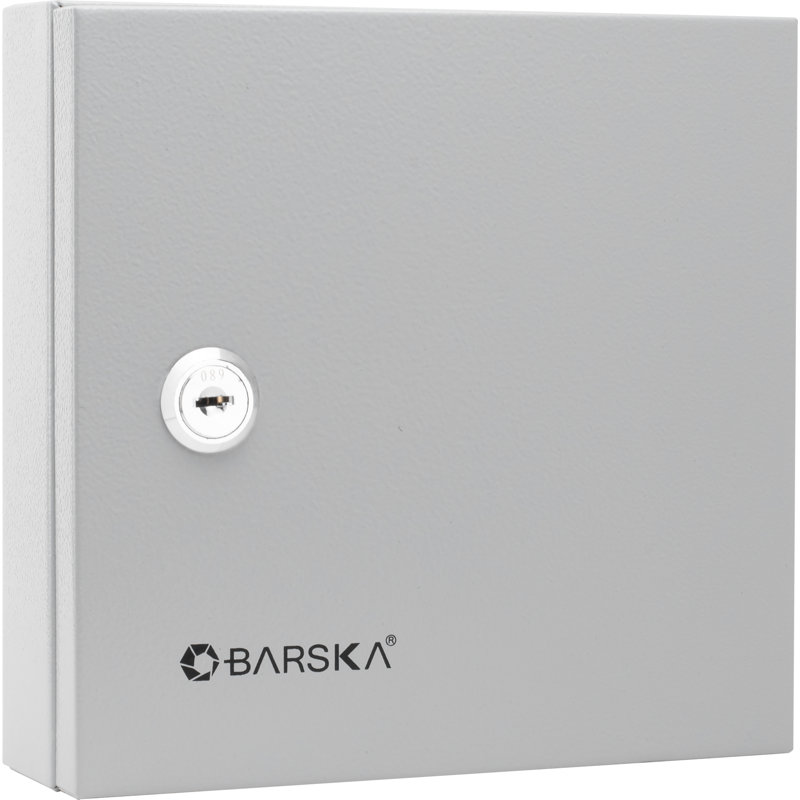 Gray Steel Key Cabinet with Numbered Tags for 10 Keys
