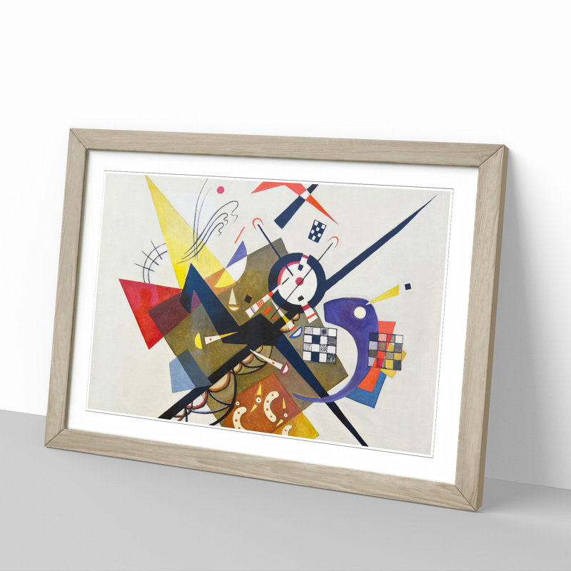 On White Ii by Wassily Kandinsky - Picture Frame Painting on MDF, 27cm H x 36cm W x 2cm D, Oak Framed