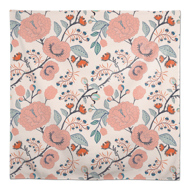 Rectangular Floral Polyester Tablecloth, 58" L x 58" W
