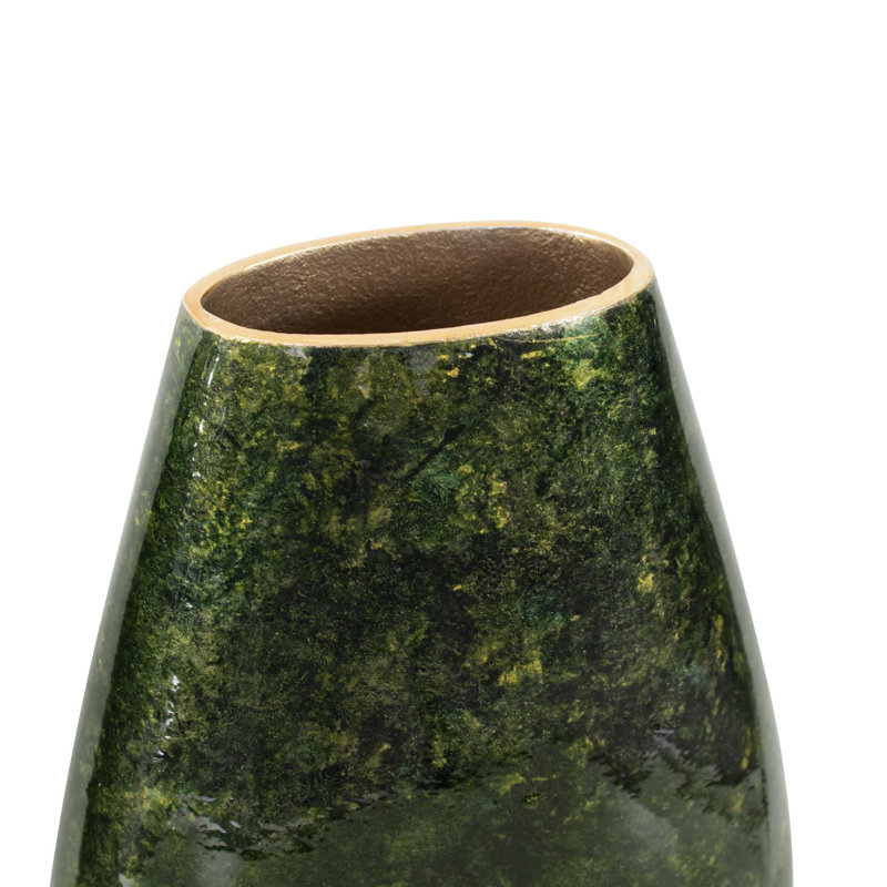 Renaldi Emerald Gold Torpedo Vase- Medium, 11" H x 7" W x 3" D