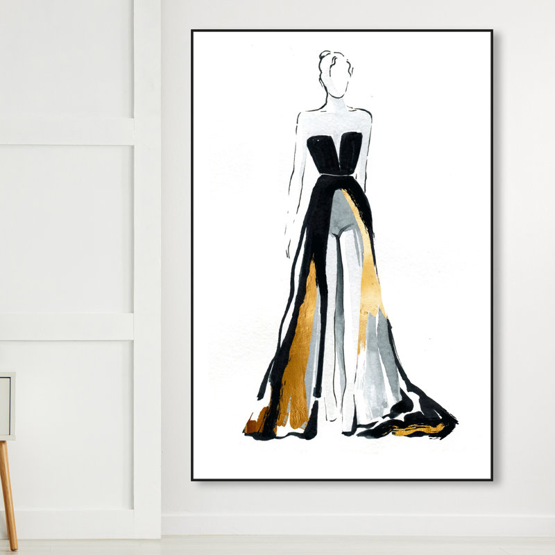 Fashion and Glam Fashionista II - impression, H 36 po x l 24 po, Cadre flottant noir