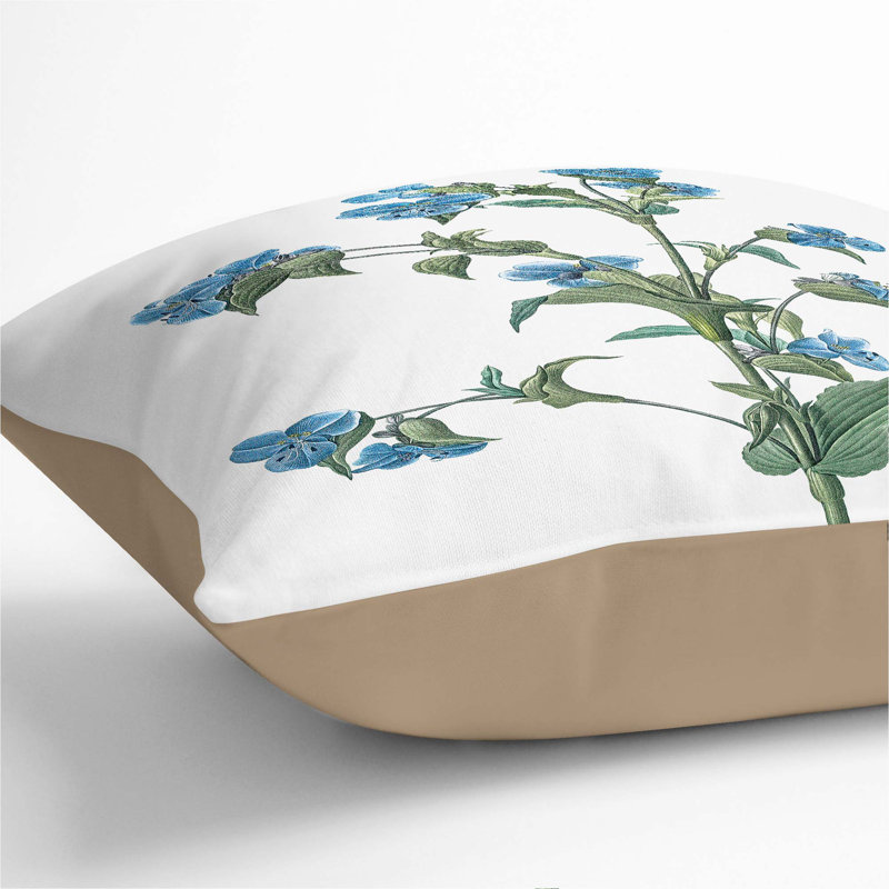 Floral Square Throw Cushion, 40cm H x 40cm W x 15cm D, Stone