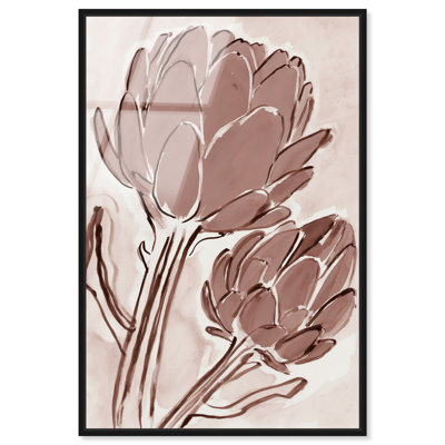 «Thistle Buds I», reproduction d'art acrylique encadrée par Art Remedy, cadre noir, 30 x 45