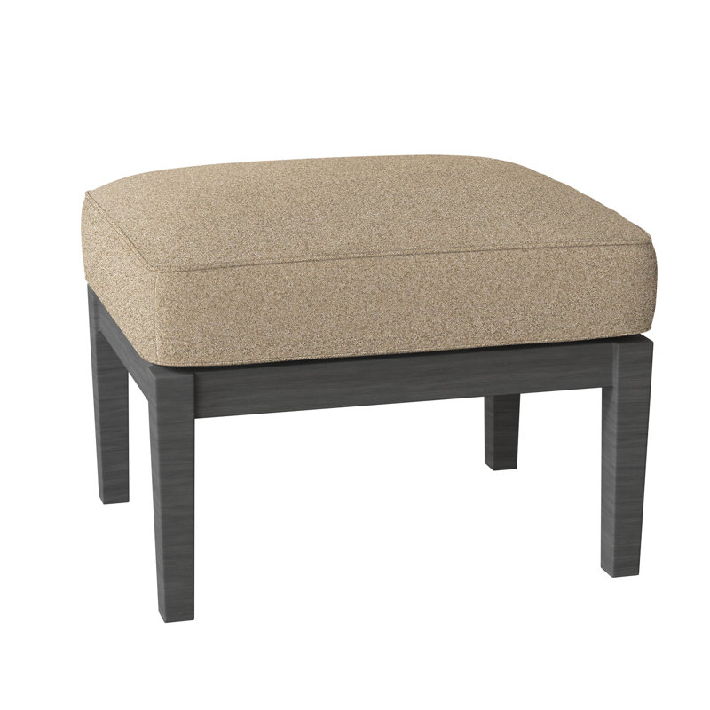 Lattice Outdoor Ottoman with Cushion, Welt, Herringbone Sand