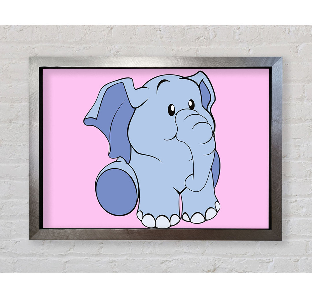 Gerahmtes Wandbild Happy Baby Elephant White