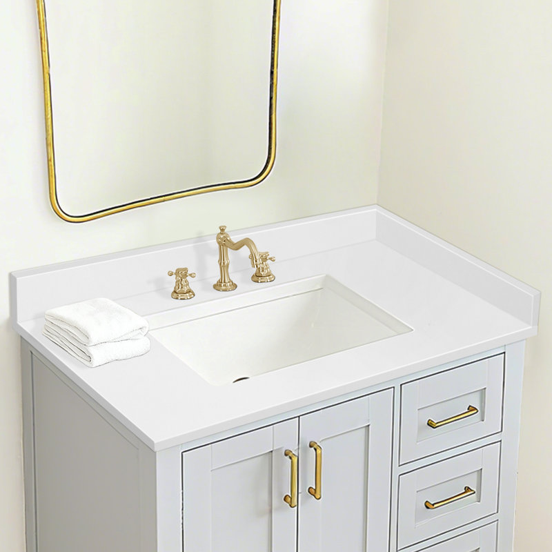 Éclaboussure latérale en pierre de quartz 21,25 pouces pour comptoir de salle de bain blanc