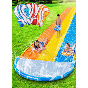 Sloosh 22.5ft Triple Water Slide,Heavy Duty Lawn Water Slip and Slides ...