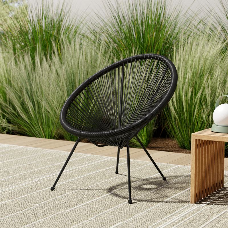 Levon Outdoor Hammock Weave Patio Chair, Black