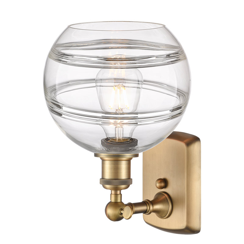Applique murale 1 lumière Ballston Bienes, Transparent, H 10,88 po x l 8 po x P 8,13 po, Laiton brossé