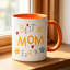 1pc Best Mom Ever Colorful Playful Design with Hearts Flowers & Sun Logo Ceramic Coffee Mug Coffee Cup Tea Mug.