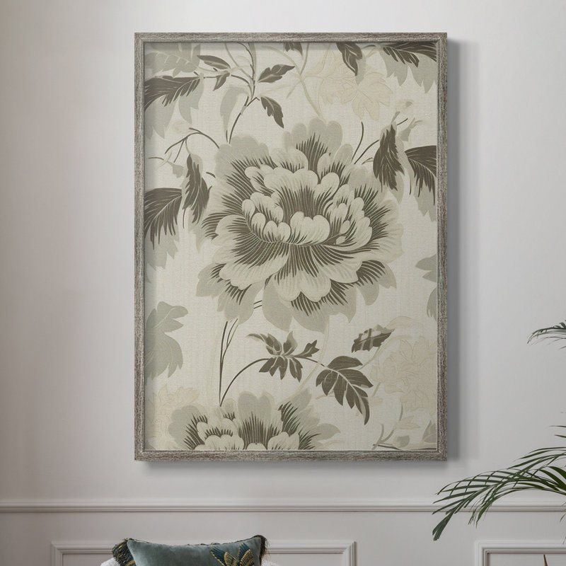 Reproduction florale rétro encadrée XXIII - bois massif, H 11 po x l 9 po