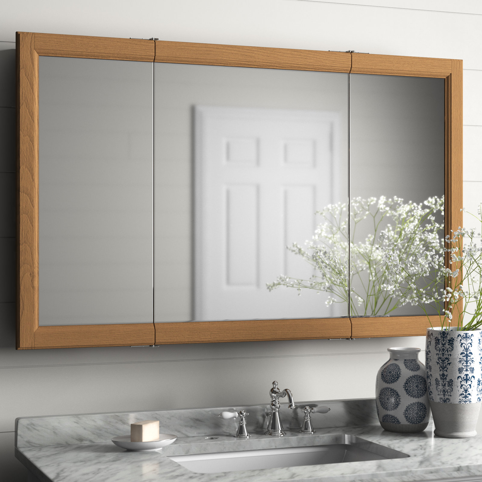 Bellingham Surface Medicine Cabinet, Nutmeg Oak, 30" H x 48" W x 5" D