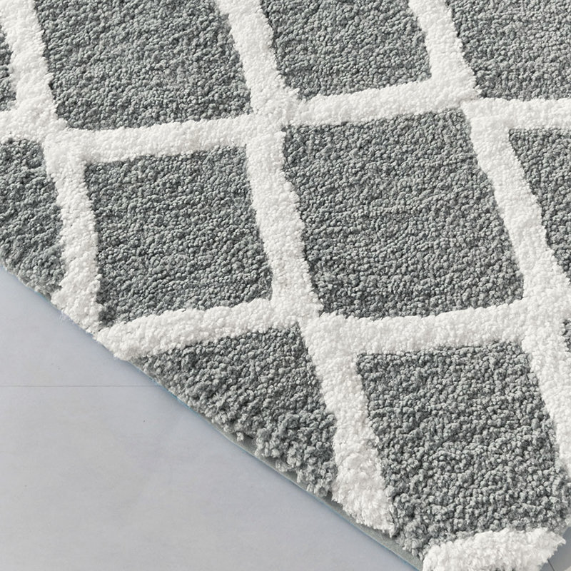 Reversible High Pile Tufted Microfiber Bath Rug, Gray, Single - 34" L x 21" W