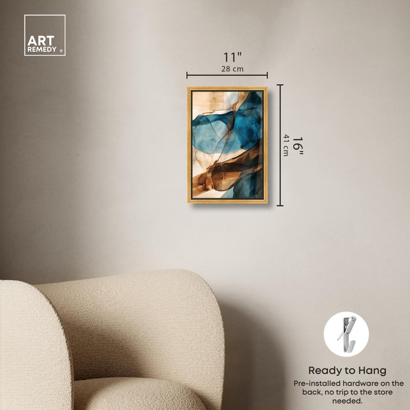 Art Remedy, toile abstraite vibrante, Cadre flottant doré, H 16 po x l 11 po
