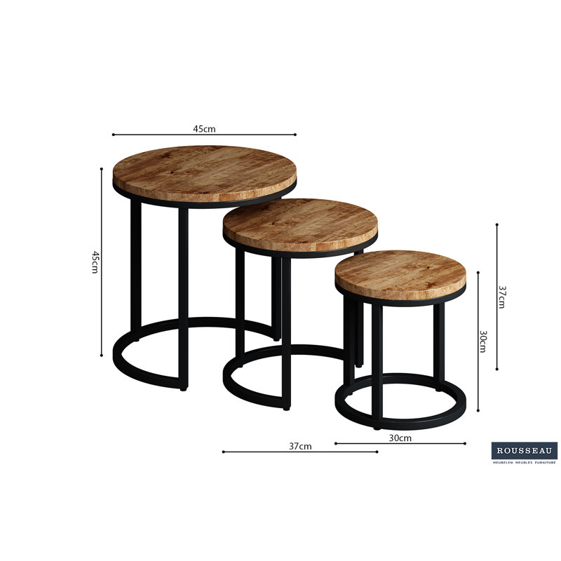 Jean 3 Piece Nest of Tables, Mango Natural