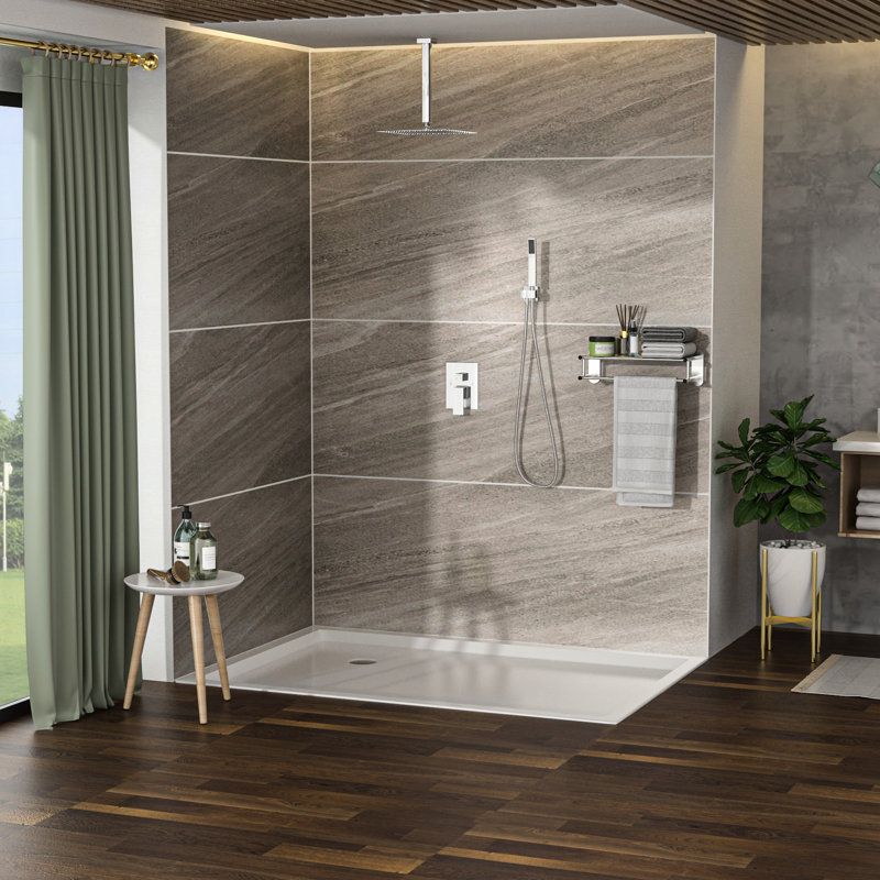 Dual Function Shower - 16 Inch Ceiling Mount Square With Rainfall And Hose Kit System In Head Handheld Functions, Chrome