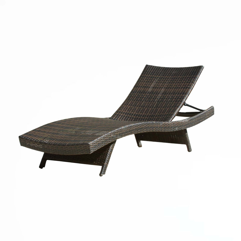 Chaise longue en osier PE, Brun multi