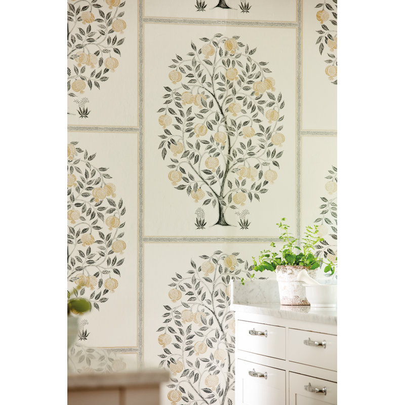 Anaar Tree 10.05m x 68.6cm Matte Wallpaper Roll, Red/Blue