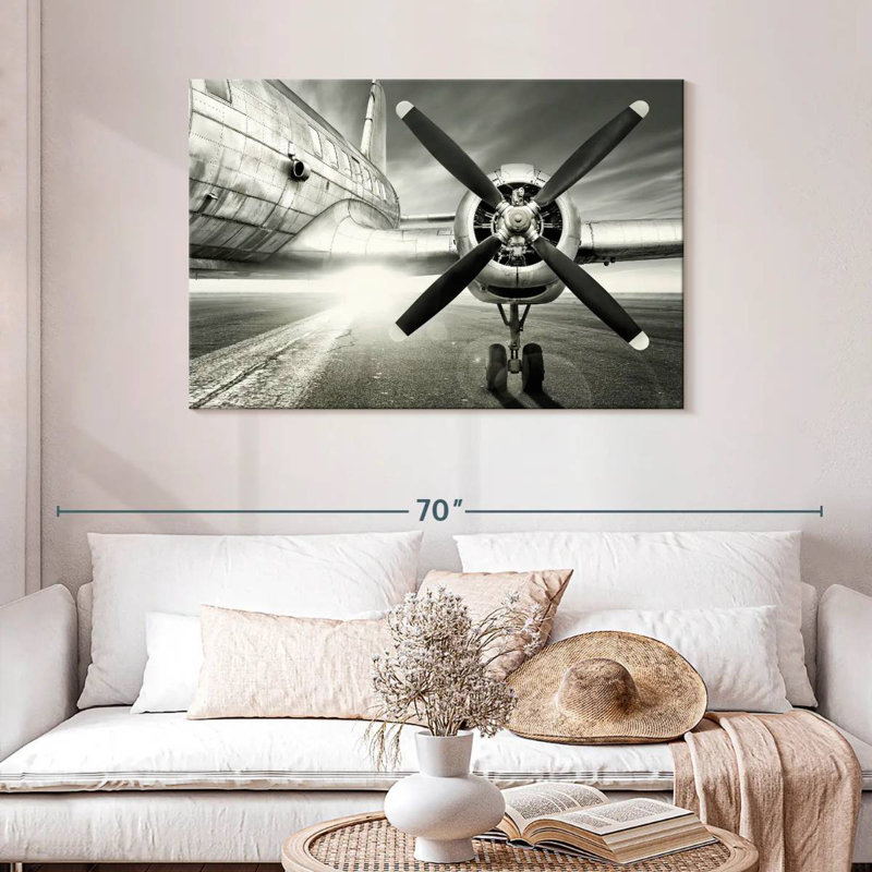 Mehar Black And White Propeller, 30" H x 45" W