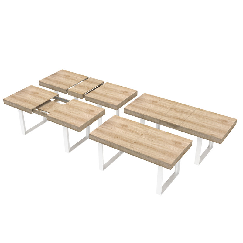 Extendable Dining Room Table For 6 8 10, Modern Farmhouse Wooden Kitchen Expanding Table, Long Large Expandable Dining Room Conference Table