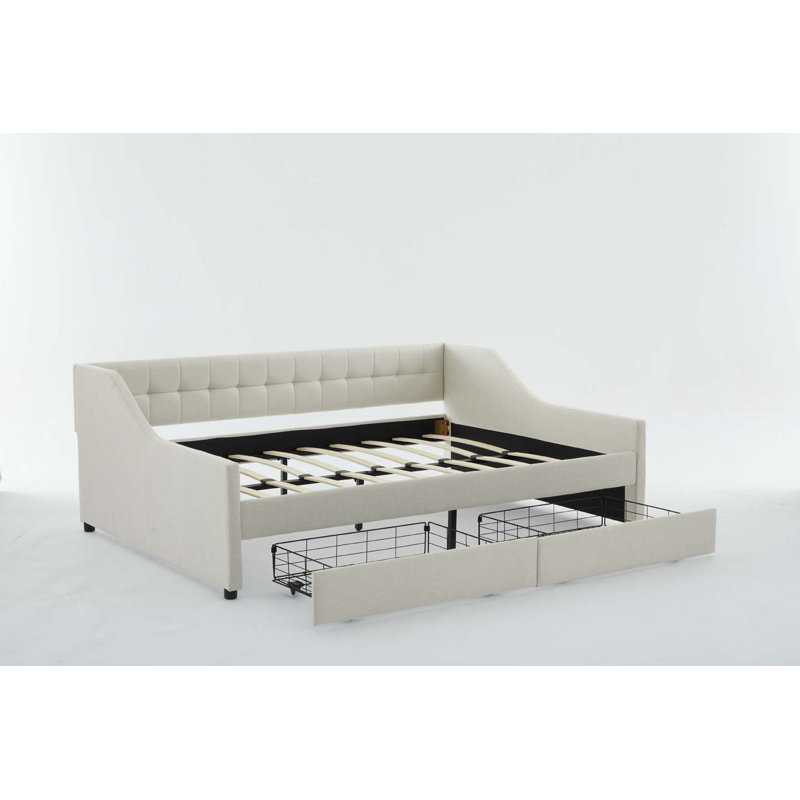 Canapé-lit de coin avec tiroirs en velours ayay, Beige