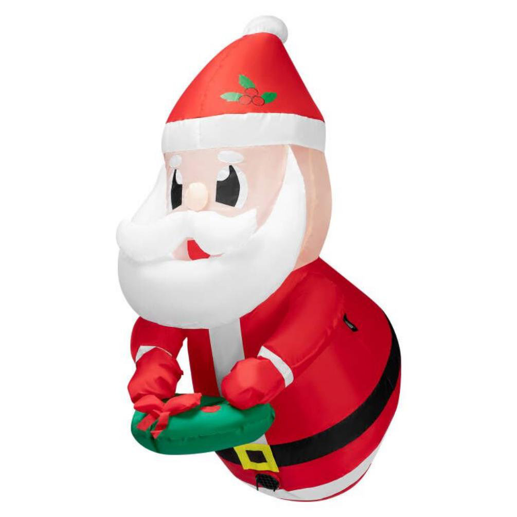 Emila Christmas Inflatable Lighted Santa with Wreath The Holiday Aisle®